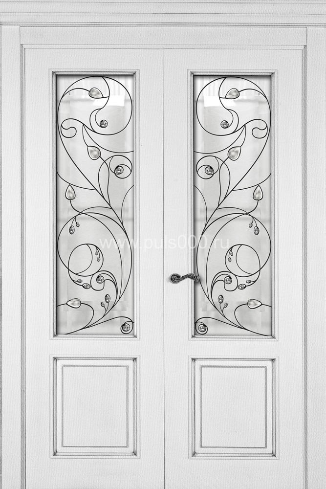 Металлическая дверь с витражом PLS-19, цена 193 200  руб.