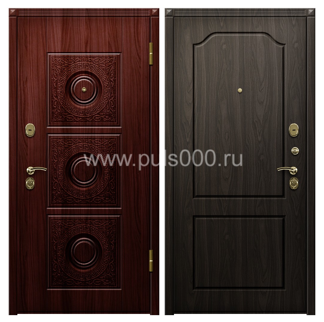 Темная входная дверь с отделкой винорит в коттедж VIN-51, цена 42 735  руб.